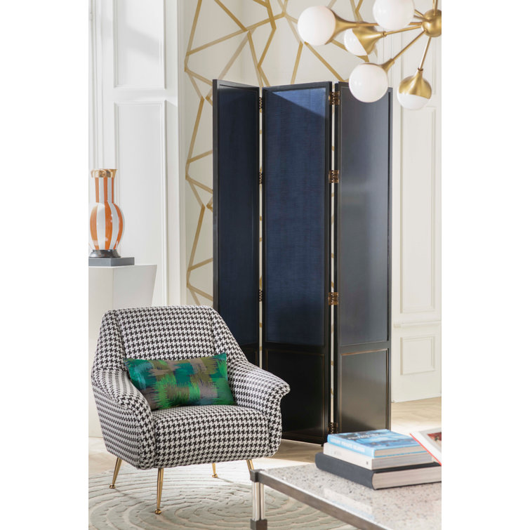 Ziegfeld 32'' Black Linen and Gold-Tone Modern Armchair