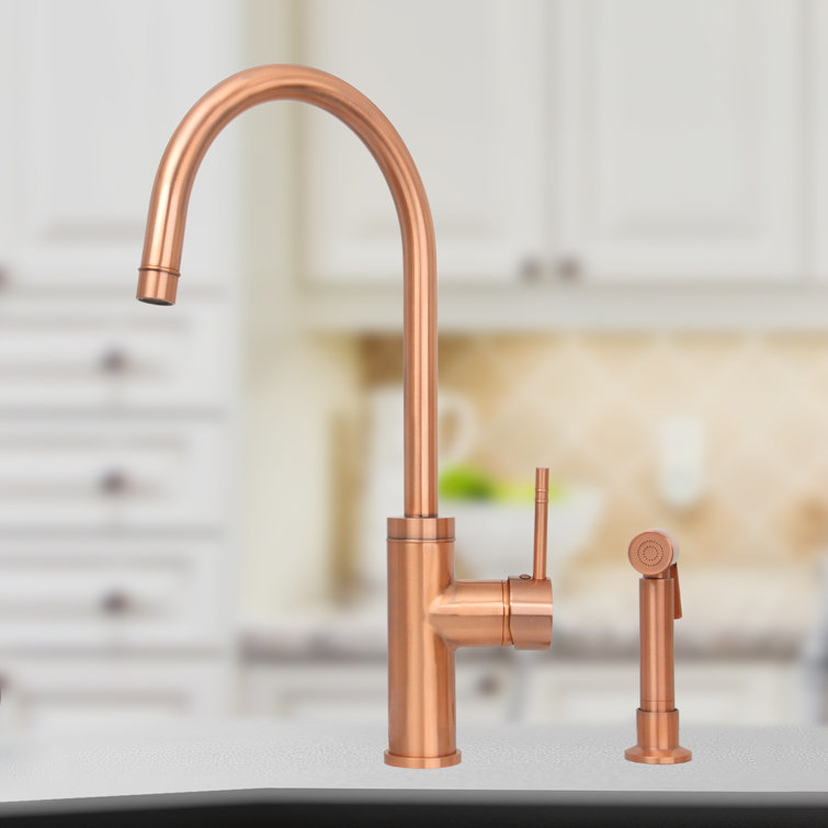 Copper Single Handle Kitchen Faucet with Side Spray