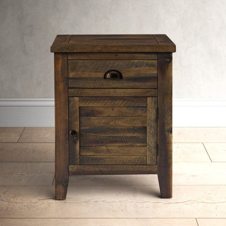 Dakota Oak Rustic Accent Table with Storage Drawer