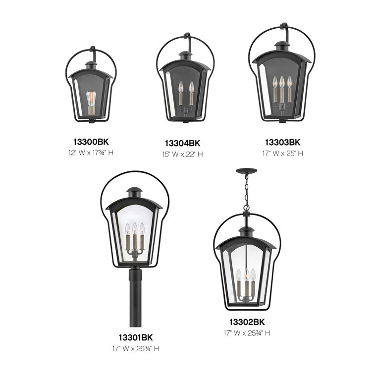 Black and Burnished Bronze 3-Light Outdoor Lantern Pendant