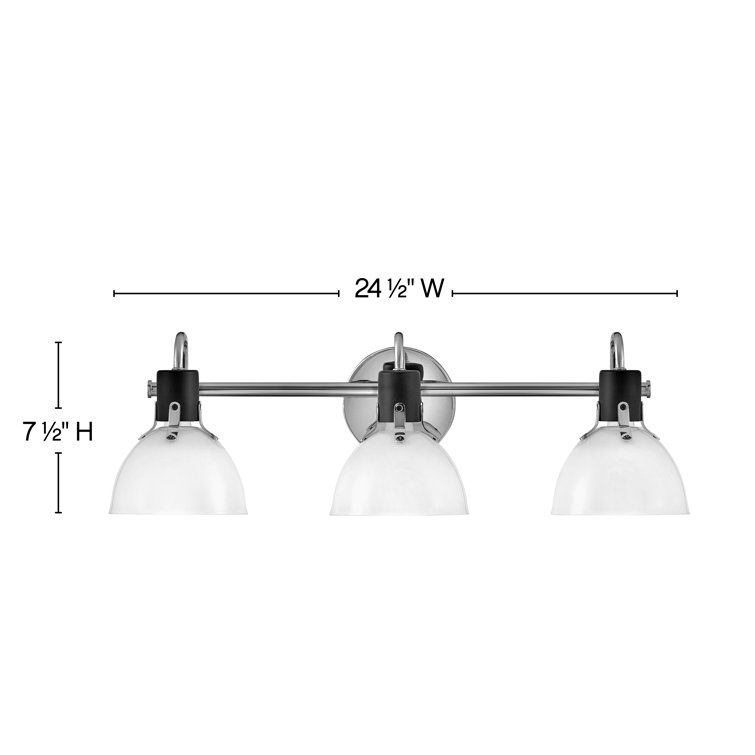Argo Chrome and Black 3-Light Dimmable Vanity Light