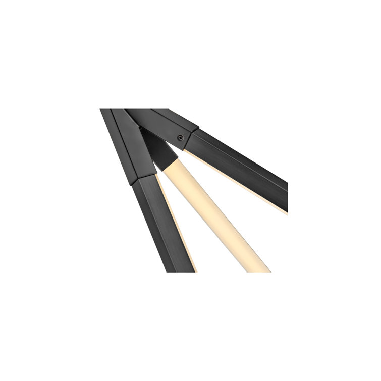 Rae Modern Black LED Sputnik Linear Chandelier with Etched Acrylic Shade