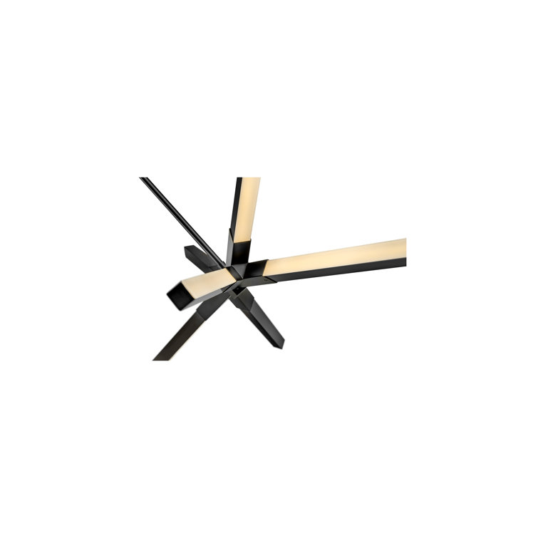 Rae Modern Jetted Black LED Linear Chandelier with Etched Acrylic Shade