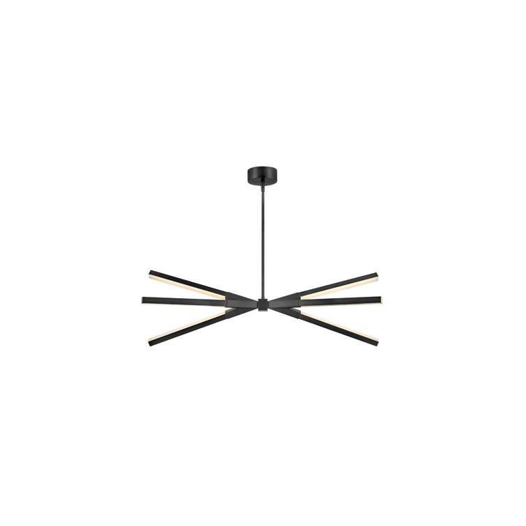 Rae Modern Jetted Black LED Linear Chandelier with Etched Acrylic Shade