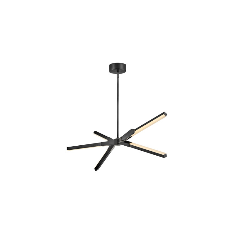 Rae Modern Jetted Black LED Linear Chandelier with Etched Acrylic Shade