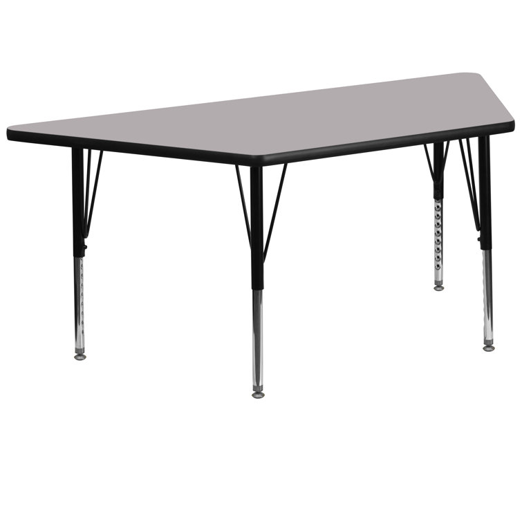 Trapezoid Grey Laminate Activity Table with Adjustable Legs