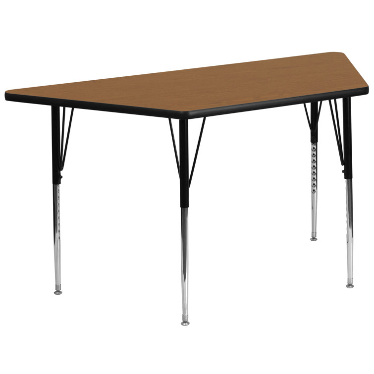Gray Trapezoid Metal Activity Table with Adjustable Legs