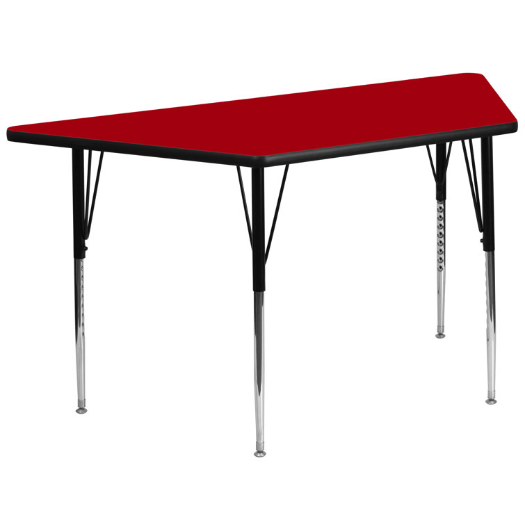 Gray Trapezoid Metal Activity Table with Adjustable Legs