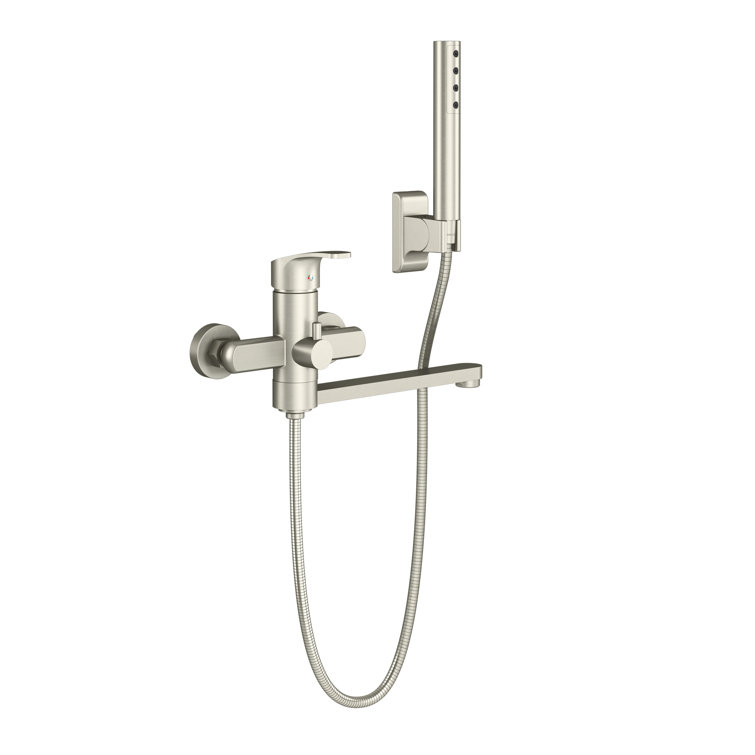 Niagara Brushed Nickel Wall Mounted Tub Filler with Handshower