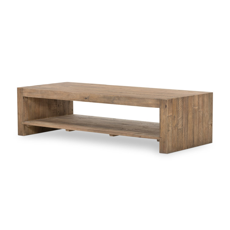 Sierra Rustic Natural Pine Outdoor Coffee Table with Storage