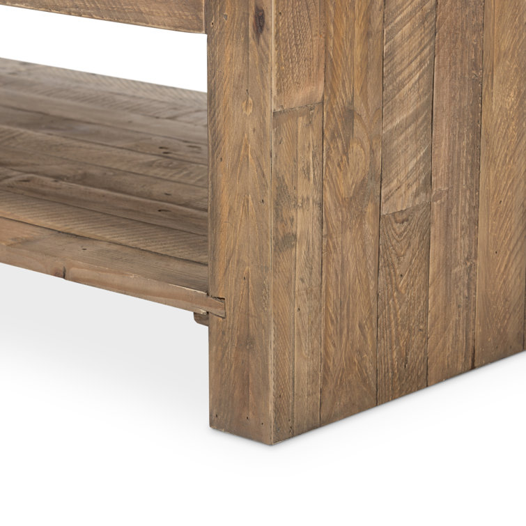 Sierra Rustic Natural Pine Outdoor Coffee Table with Storage