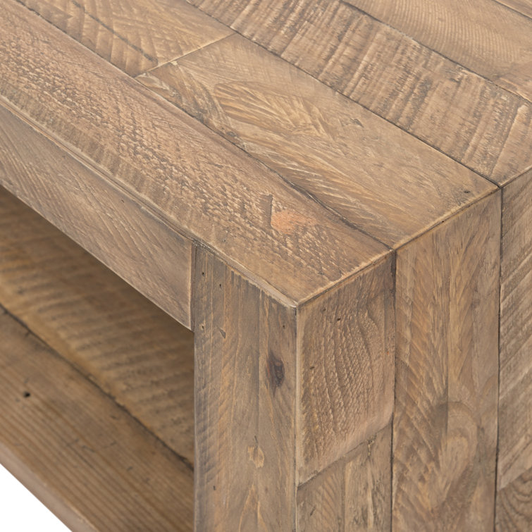 Sierra Rustic Natural Pine Outdoor Coffee Table with Storage