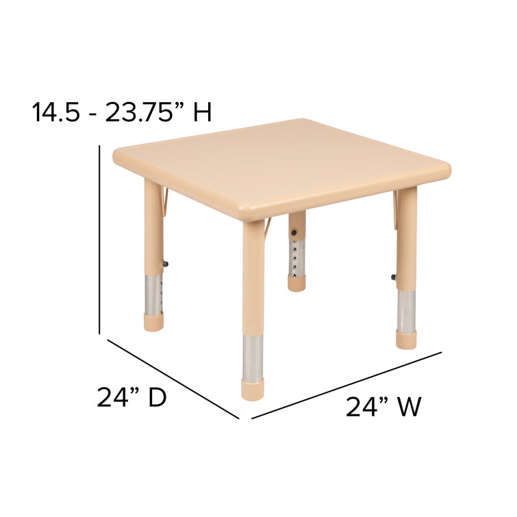 Natural Square Plastic Adjustable Kids Activity Table 24"