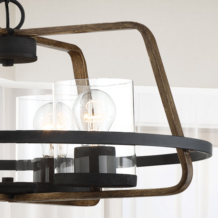 Ryder Minimalist Farmhouse 4-Light Chandelier in Forged Black