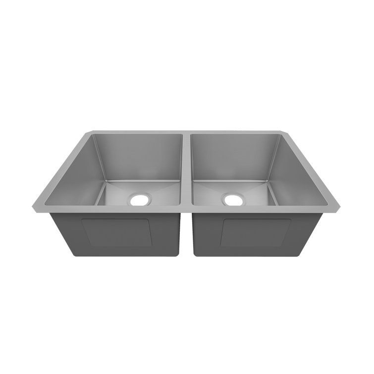 Sinber 32" Stainless Steel Double Bowl Drop-In Kitchen Sink