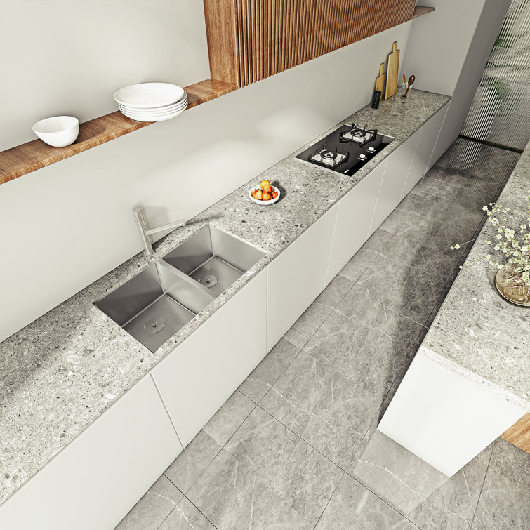 Sinber 32" Stainless Steel Double Bowl Drop-In Kitchen Sink