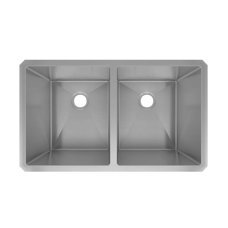 Sinber 32" Stainless Steel Double Bowl Drop-In Kitchen Sink