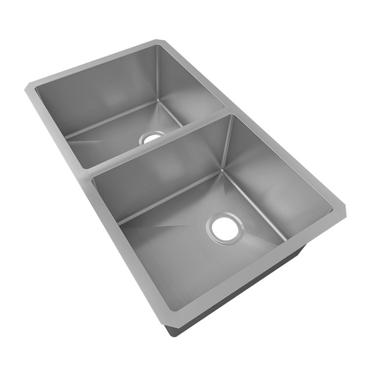 Sinber 32" Stainless Steel Double Bowl Drop-In Kitchen Sink