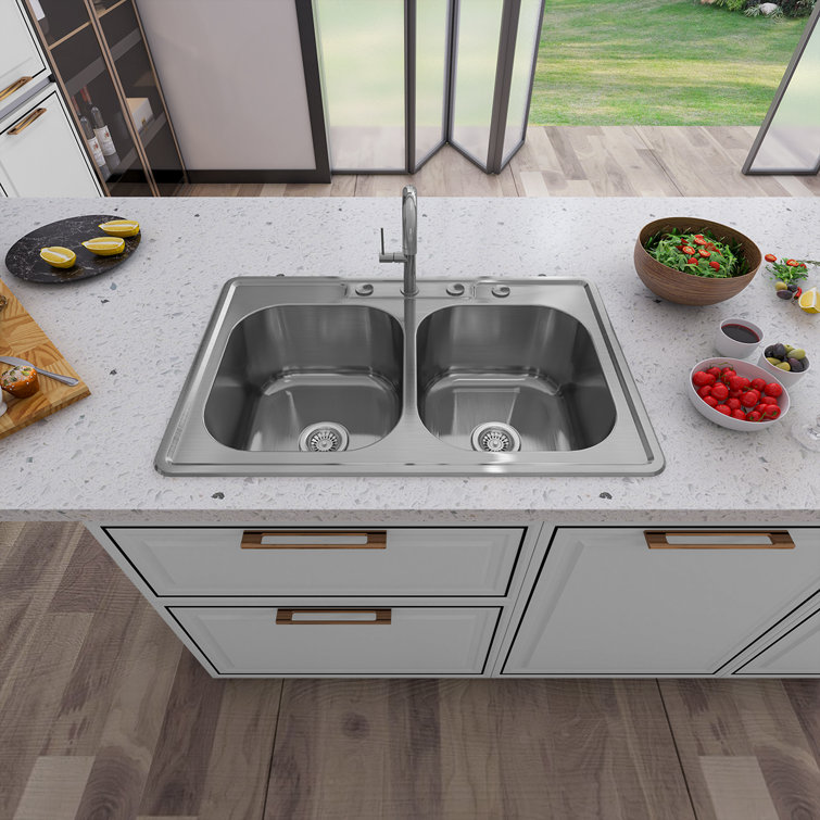Sinber 32" Stainless Steel Double Bowl Kitchen Sink