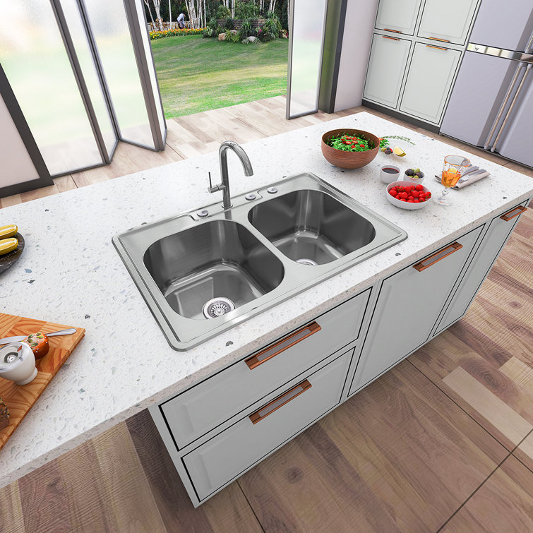 Sinber 32" Stainless Steel Double Bowl Kitchen Sink