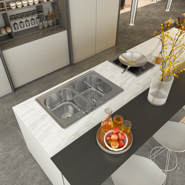 Sinber 32" Stainless Steel Double Bowl Kitchen Sink