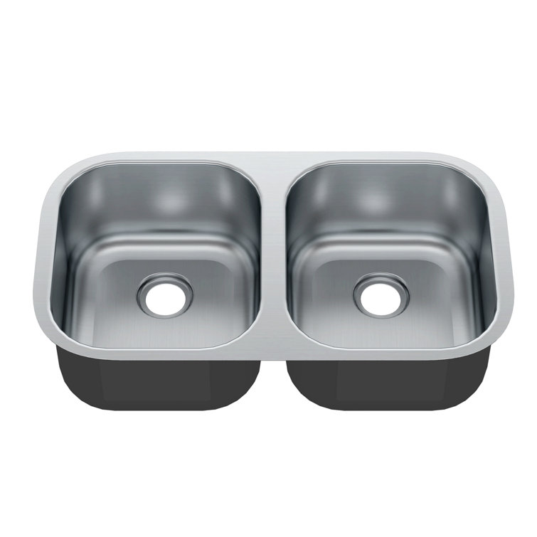 Sinber 32'' x 18'' Stainless Steel Double Bowl Undermount Kitchen Sink
