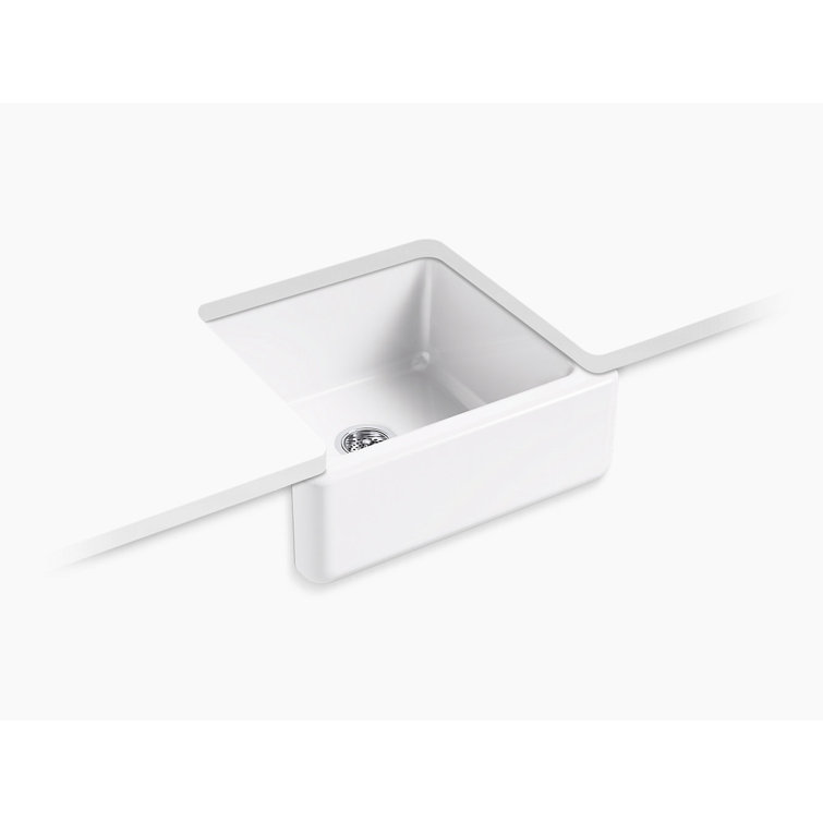 White Cast Iron Farmhouse Single-Bowl Kitchen Sink