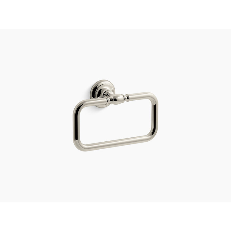 Polished Nickel Rectangular Towel Ring with Vintage Design