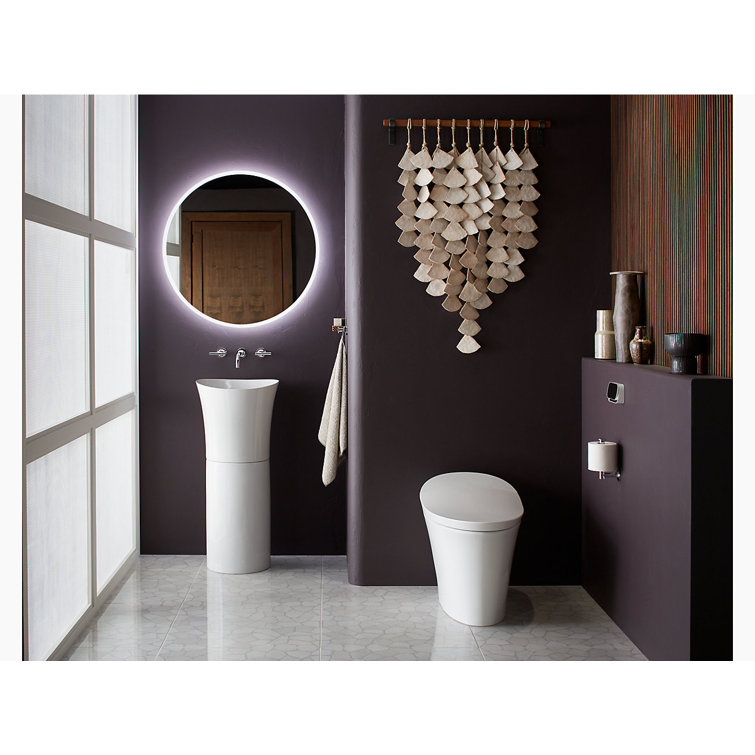 Veil 16" Black Fireclay Pedestal Sink with Ultra-Thin Edge