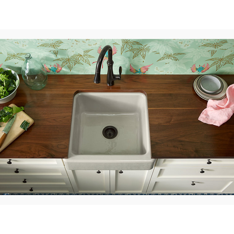 White 24-Inch Cast Iron Farmhouse Single Bowl Kitchen Sink