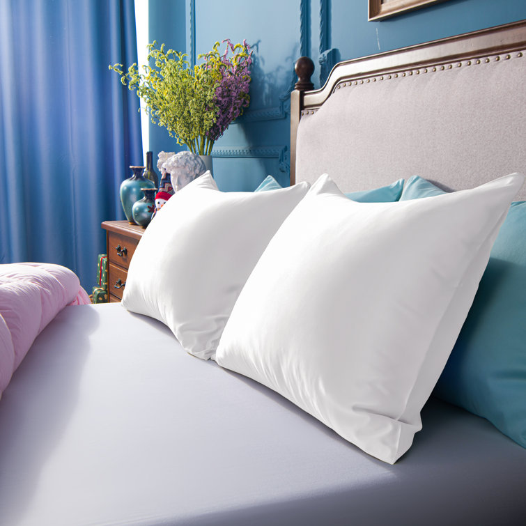 White Satin Silk Standard Pillowcases with Hidden Zipper
