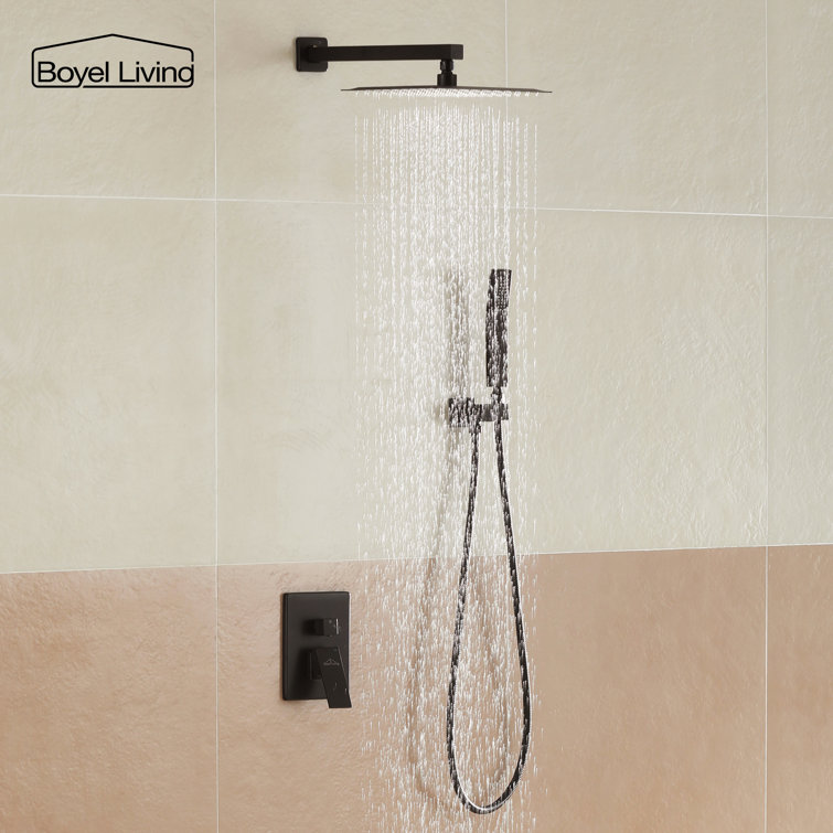 Matte Black Dual Square Rain Shower System with Handheld