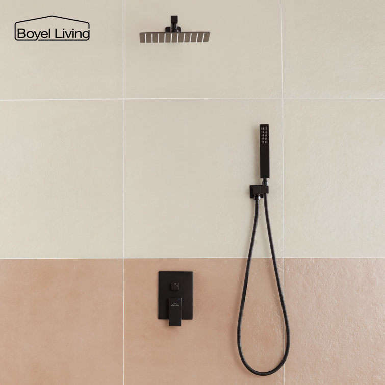Matte Black Dual Square Rain Shower System with Handheld