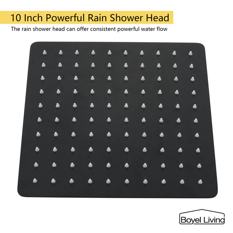 Matte Black Dual Square Rain Shower System with Handheld