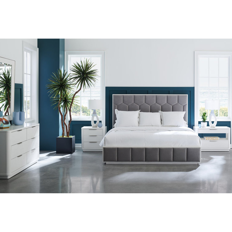 Cloud White 2-Drawer Nightstand with Open Storage and USB Port