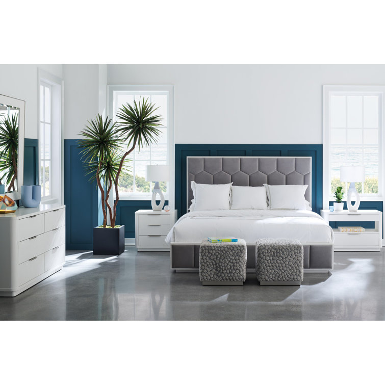 Cloud White 2-Drawer Nightstand with Open Storage and USB Port