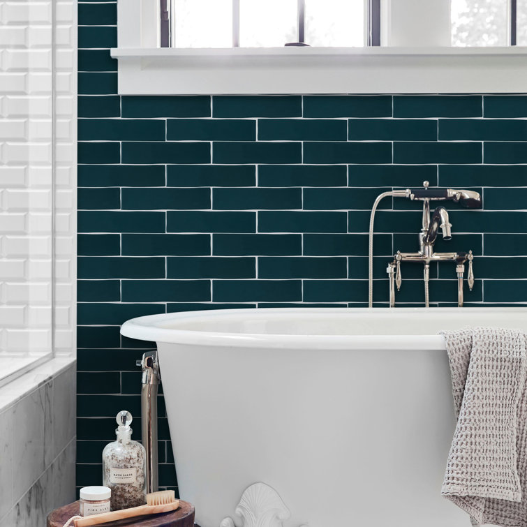 Petroleo Blue Ceramic Subway Wall Tile 3 x 12 Inch