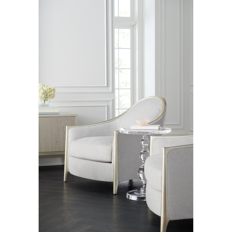 Gray Transitional Stationary Armchair with Metallic Frame