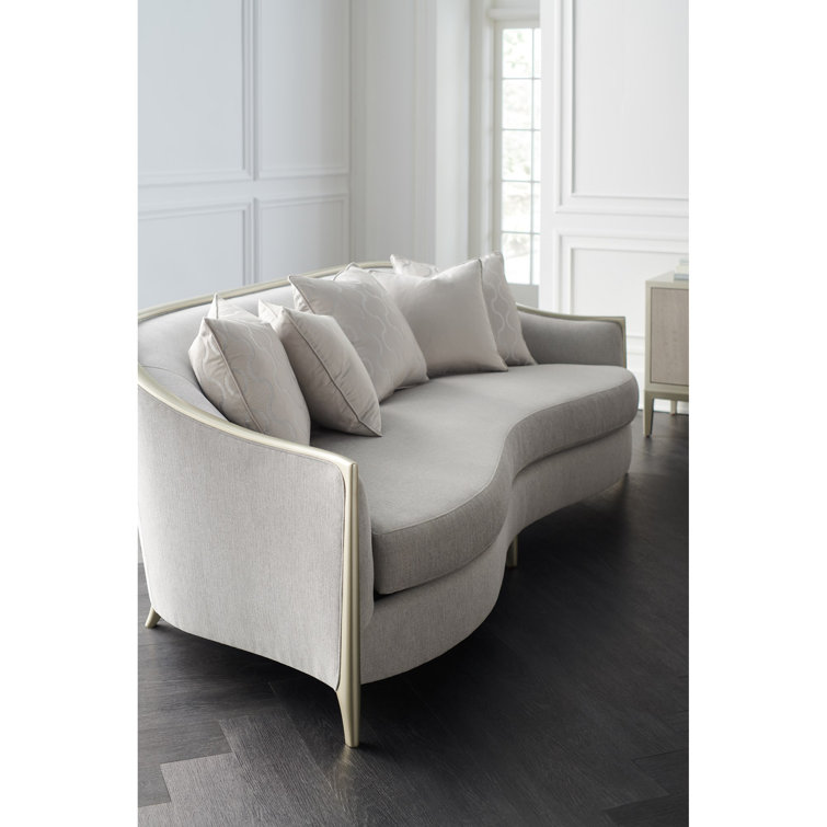 Elegant Slate Gray Transitional Sofa with Silver Shadow Frame