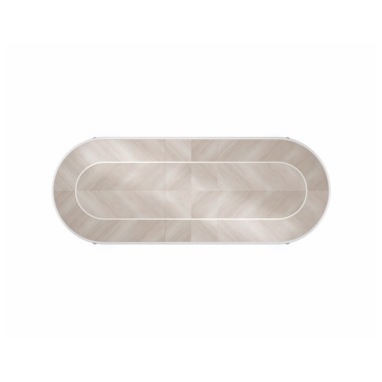 Brown and Silver Oval Extendable Wood Dining Table