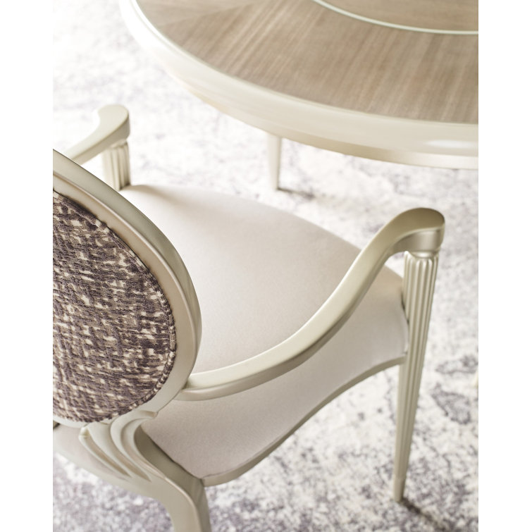 Brown and Silver Oval Extendable Wood Dining Table