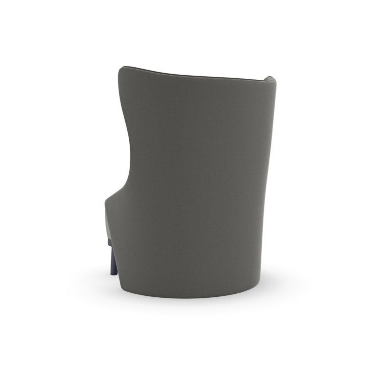 Gray Sueded Twill Transitional Wingback Accent Chair