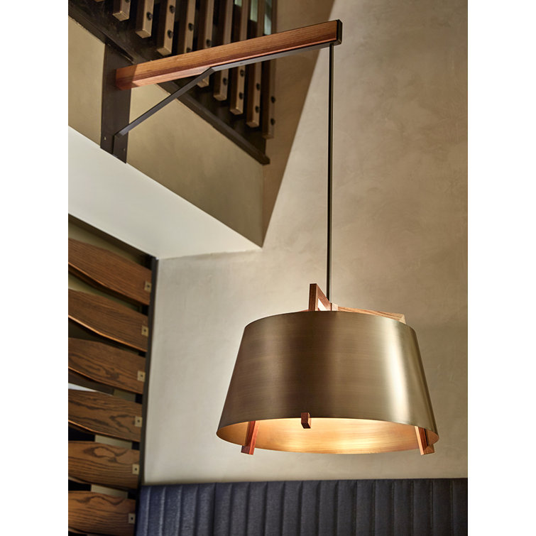Gyala Eco-Friendly Mini Pendant in Oiled Walnut & Distressed Brass