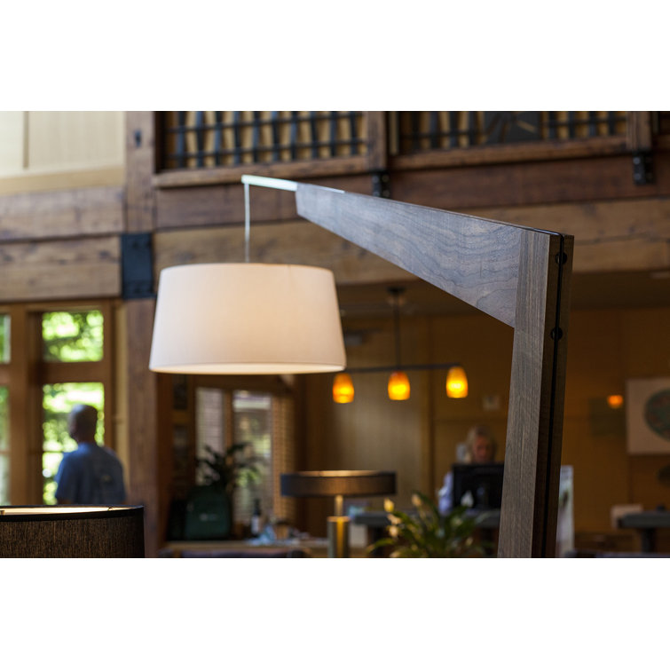 Adjustable White Linen Shade Aluminum Floor Lamp