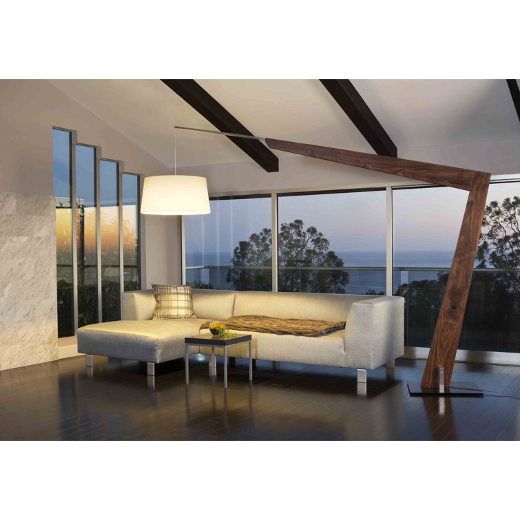 Adjustable White Linen Shade Aluminum Floor Lamp