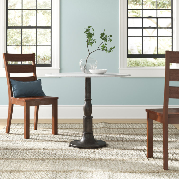 Mickley 36'' Round Marble and Iron Pedestal Dining Table