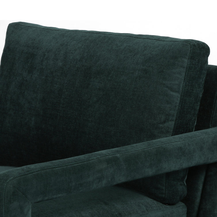 Emerald Worn Velvet Handcrafted Green Wood Armchair