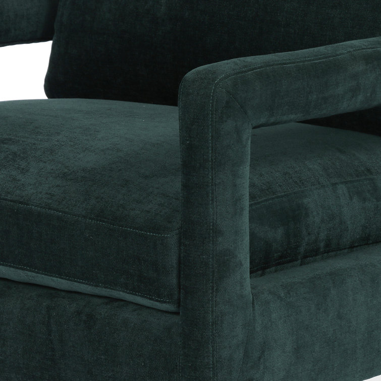 Emerald Worn Velvet Handcrafted Green Wood Armchair