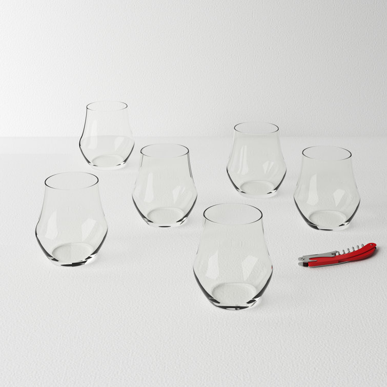 Tuscan Region Clear Crystal Stemless Wine Glass Set