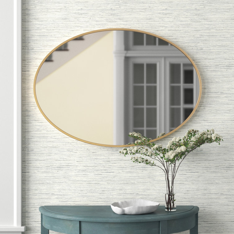 40-Inch Black Oval Metal Frame Mirror